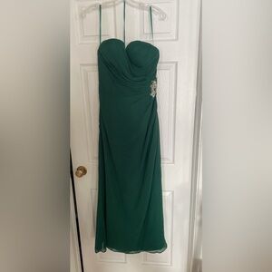 Forest / Pine Green Prom Gown with Rhinestone Detail